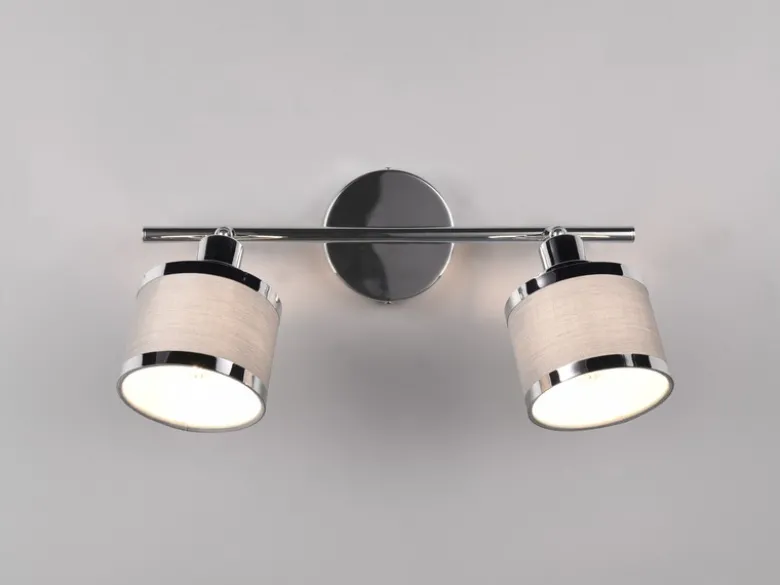 LED Deckenstrahler 2-flammig mit Stoffschirmen Grau, Breite 52cm