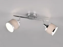 LED Deckenstrahler 2-flammig mit Stoffschirmen Grau, Breite 52cm