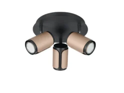 LED Deckenstrahler 3-flammig Metall Schwarz / Coffee, rund Ø 30cm
