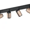 LED Deckenstrahler 4-flammig Metall Schwarz / Coffee, Breite 60cm