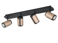LED Deckenstrahler 4-flammig Metall Schwarz / Coffee, Breite 60cm