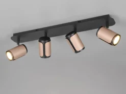 LED Deckenstrahler 4-flammig Metall Schwarz / Coffee, Breite 60cm