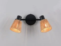 LED Deckenstrahler 2-flammig mit Lampenschirmen aus Papiergarn, B: 40,5cm