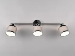 LED Deckenstrahler 3-flammig mit Stoffschirmen Grau, Breite 80cm