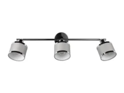 LED Deckenstrahler 3-flammig mit Stoffschirmen Grau, Breite 80cm