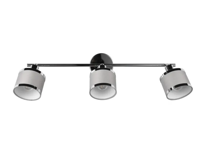LED Deckenstrahler 3-flammig mit Stoffschirmen Grau, Breite 80cm