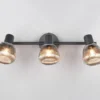 LED Deckenstrahler 3-flammig mit Glasschirmen Chrom bedampft, Breite 47cm