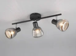 LED Deckenstrahler 3-flammig mit Glasschirmen Chrom bedampft, Breite 47cm