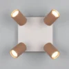 LED Deckenstrahler 4-flammig Metall Hellgrau - Spots Coffeefarbig, Quadrat 20cm