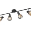 LED Deckenstrahler 4-flammig mit Glasschirmen Chrom bedampft, Breite 70cm