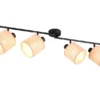 LED Deckenstrahler 4-flammig mit Lampenschirmen aus Bast, Breite 87cm
