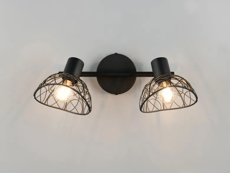 LED Deckenstrahler 2-flammig mit Drahtgeflecht Lampenschirmen, B: 39,5cm