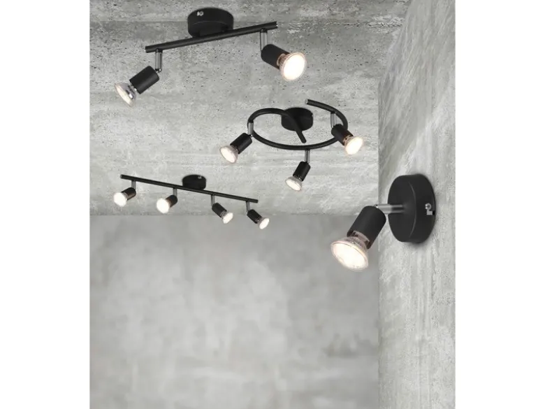 LED Deckenstrahler 2-flammig Metall Schwarz, Breite 25cm