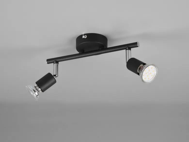 LED Deckenstrahler 2-flammig Metall Schwarz, Breite 25cm