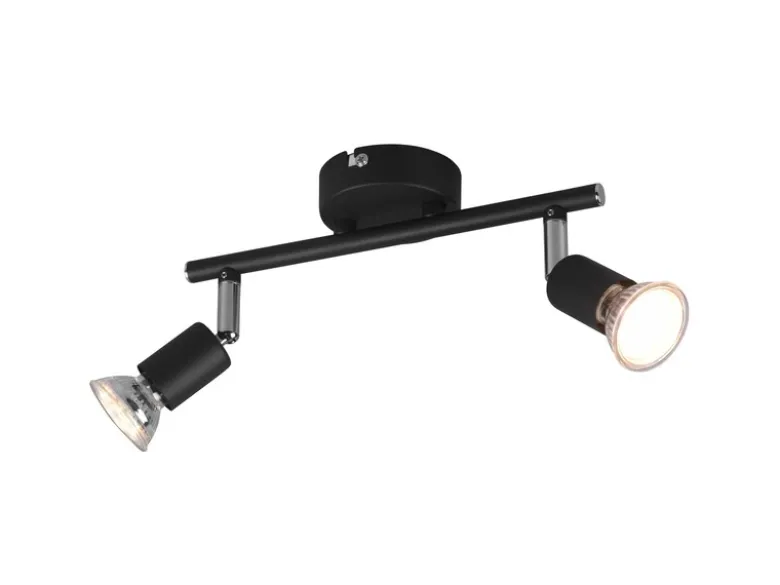 LED Deckenstrahler 2-flammig Metall Schwarz, Breite 25cm