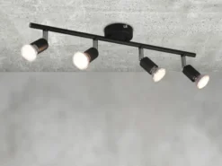LED Deckenstrahler 4-flammig Metall Schwarz, Breite 50cm