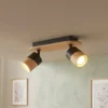LED Deckenstrahler 2-flammig, Naturholz & Metall Weiß, Breite 28cm