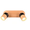 LED Deckenstrahler 2-flammig, Naturholz & Metall Schwarz, Breite 28cm
