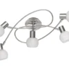 LED Deckenstrahler 5-flammig Silber Chrom & Glas Alabaster, Breite 64,4cm