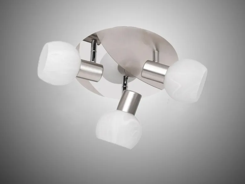 LED Deckenstrahler 3 flammig, Silber/Chrom Glas Alabaster, Ø 22cm