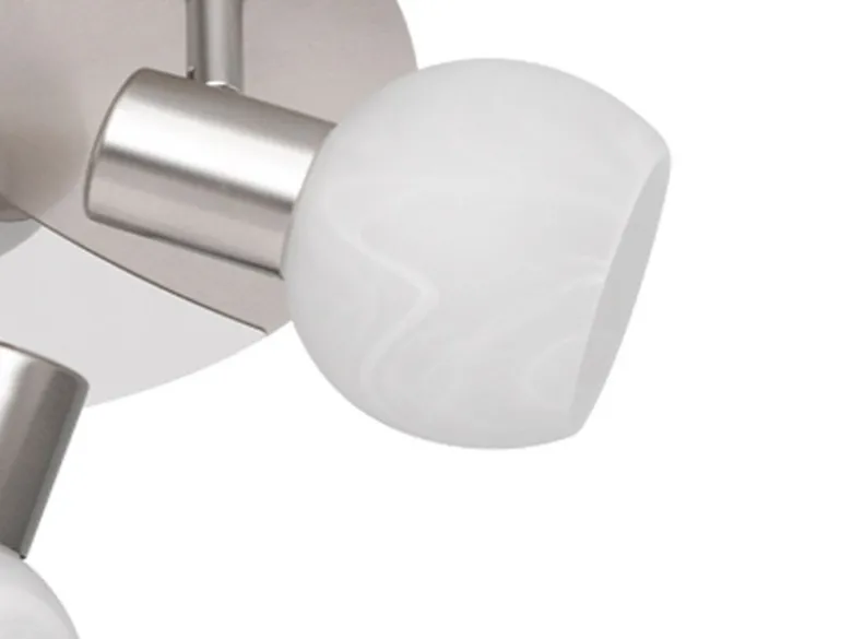 LED Deckenstrahler 3 flammig, Silber/Chrom Glas Alabaster, Ø 22cm