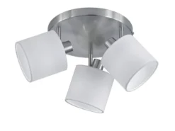 LED Deckenstrahler 3-flammig Silber & Stoffschirme Weiß, Ø 25cm