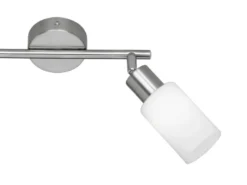 LED Deckenstrahler 2-flammig Silber mit Glas Lampenschirmen Weiß, Breite 25cm