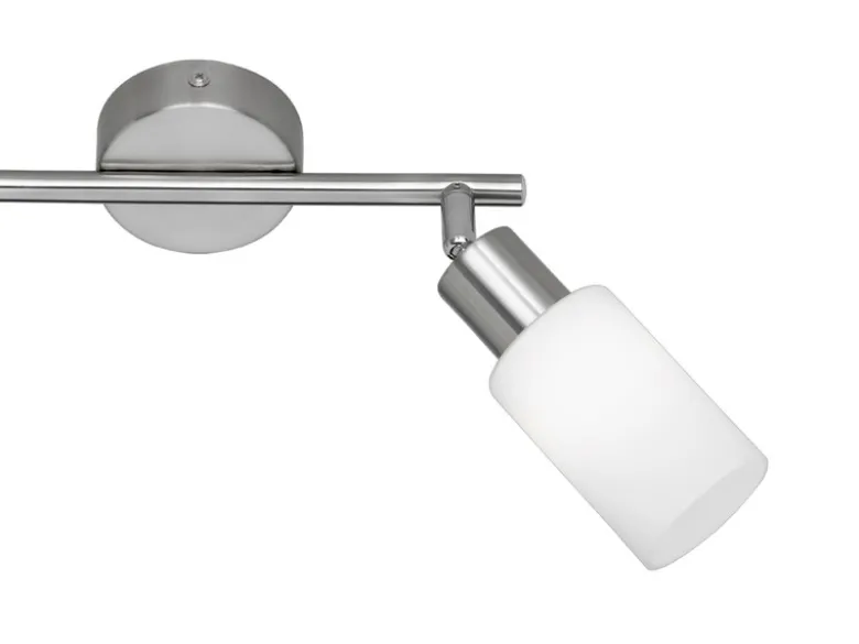 LED Deckenstrahler 2-flammig Silber mit Glas Lampenschirmen Weiß, Breite 25cm