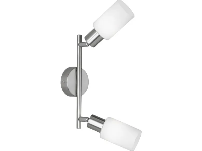 LED Deckenstrahler 2-flammig Silber mit Glas Lampenschirmen Weiß, Breite 25cm