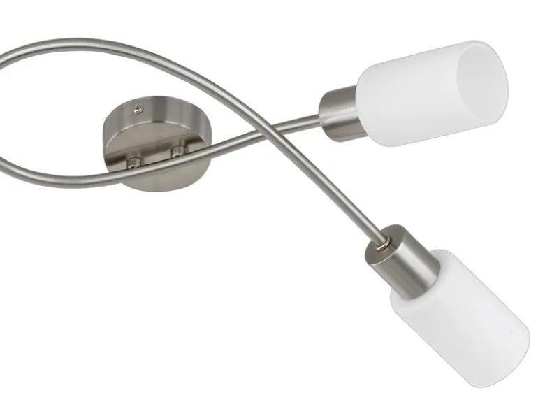 LED Deckenstrahler 3-flammig Silber mit Glas Lampenschirmen Weiß, Breite 45cm