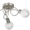 LED Deckenstrahler 3 flammig, Silber/Chrom Glas Alabaster, Ø47cm