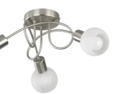 LED Deckenstrahler 3 flammig, Silber/Chrom Glas Alabaster, Ø47cm