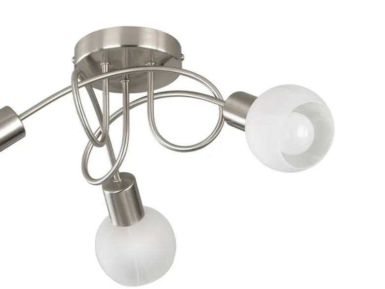 LED Deckenstrahler 3 flammig, Silber/Chrom Glas Alabaster, Ø47cm