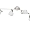LED Deckenstrahler 4-flammig Silber Chrom & Glas Alabaster, Breite 69cm