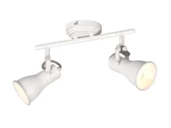 LED Deckenstrahler 2-flammig, Vintage Metallschirme Weiß, Breite 30cm