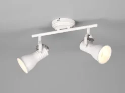 LED Deckenstrahler 2-flammig, Vintage Metallschirme Weiß, Breite 30cm