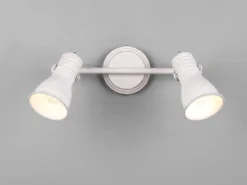 LED Deckenstrahler 2-flammig, Vintage Metallschirme Weiß, Breite 30cm