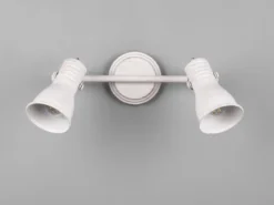 LED Deckenstrahler 2-flammig, Vintage Metallschirme Weiß, Breite 30cm