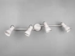 LED Deckenstrahler 4 flammig verstellbare Metallschirme in Weiß, Breite 77cm