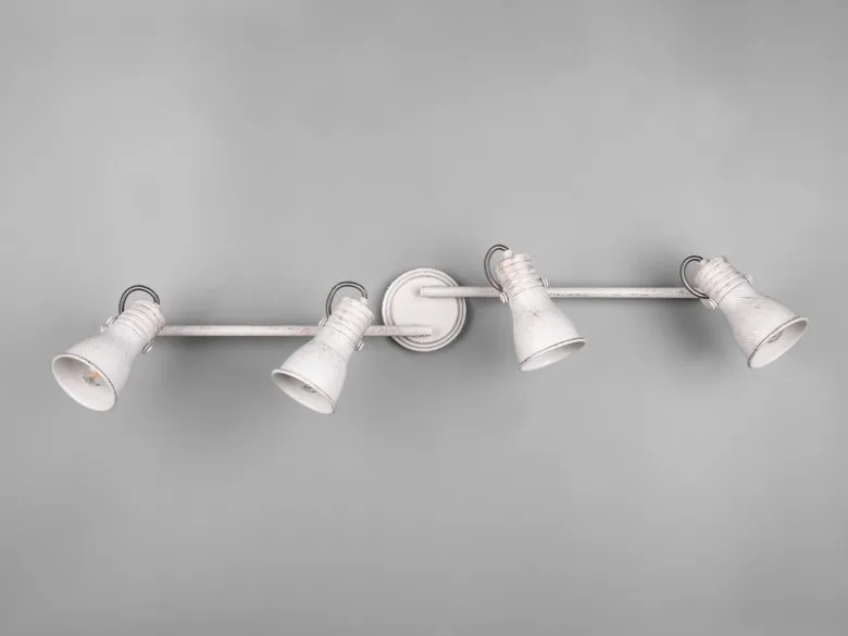 LED Deckenstrahler 4 flammig verstellbare Metallschirme in Weiß, Breite 77cm