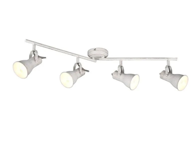 LED Deckenstrahler 4 flammig verstellbare Metallschirme in Weiß, Breite 77cm
