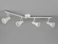 LED Deckenstrahler 4 flammig verstellbare Metallschirme in Weiß, Breite 77cm