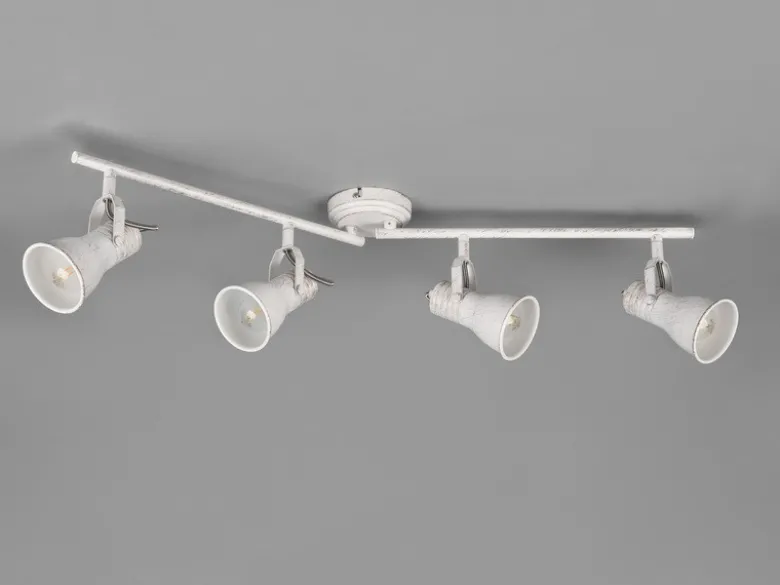 LED Deckenstrahler 4 flammig verstellbare Metallschirme in Weiß, Breite 77cm