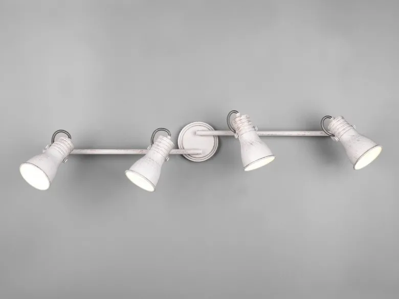 LED Deckenstrahler 4 flammig verstellbare Metallschirme in Weiß, Breite 77cm