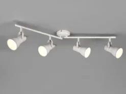 LED Deckenstrahler 4 flammig verstellbare Metallschirme in Weiß, Breite 77cm
