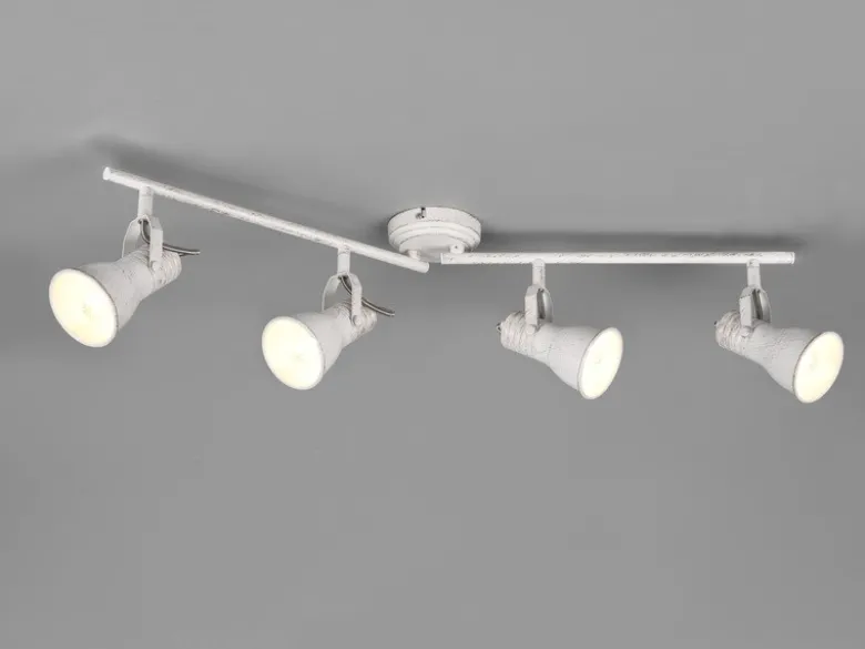 LED Deckenstrahler 4 flammig verstellbare Metallschirme in Weiß, Breite 77cm