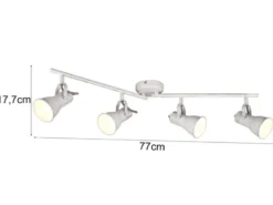 LED Deckenstrahler 4 flammig verstellbare Metallschirme in Weiß, Breite 77cm