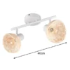 LED Deckenstrahler 2-flammig Weiß, Lampenschirme Rattan, Breite 40cm