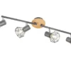 LED Deckenstrahler Grau / Holz 4-flammig, Gitterlampe schwenkbar, Breite 60cm