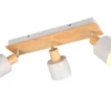 LED Deckenstrahler Hellgrau mit Holz 3-flammig, Breite 45cm